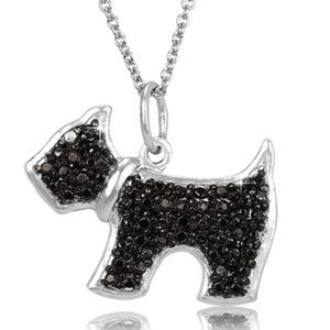 Black Diamond Accented Dog Pendant with Chain